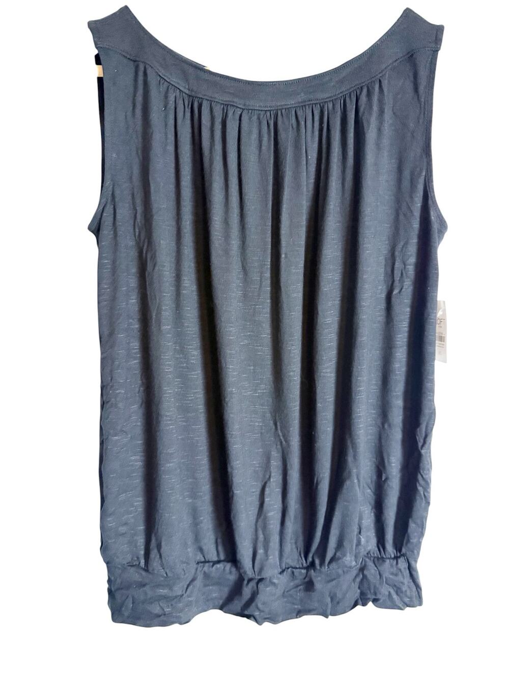 LOFT Ann Taylor Black Sleeveless Blouson Boat Neck Banded Hem Knit Tank Top XS